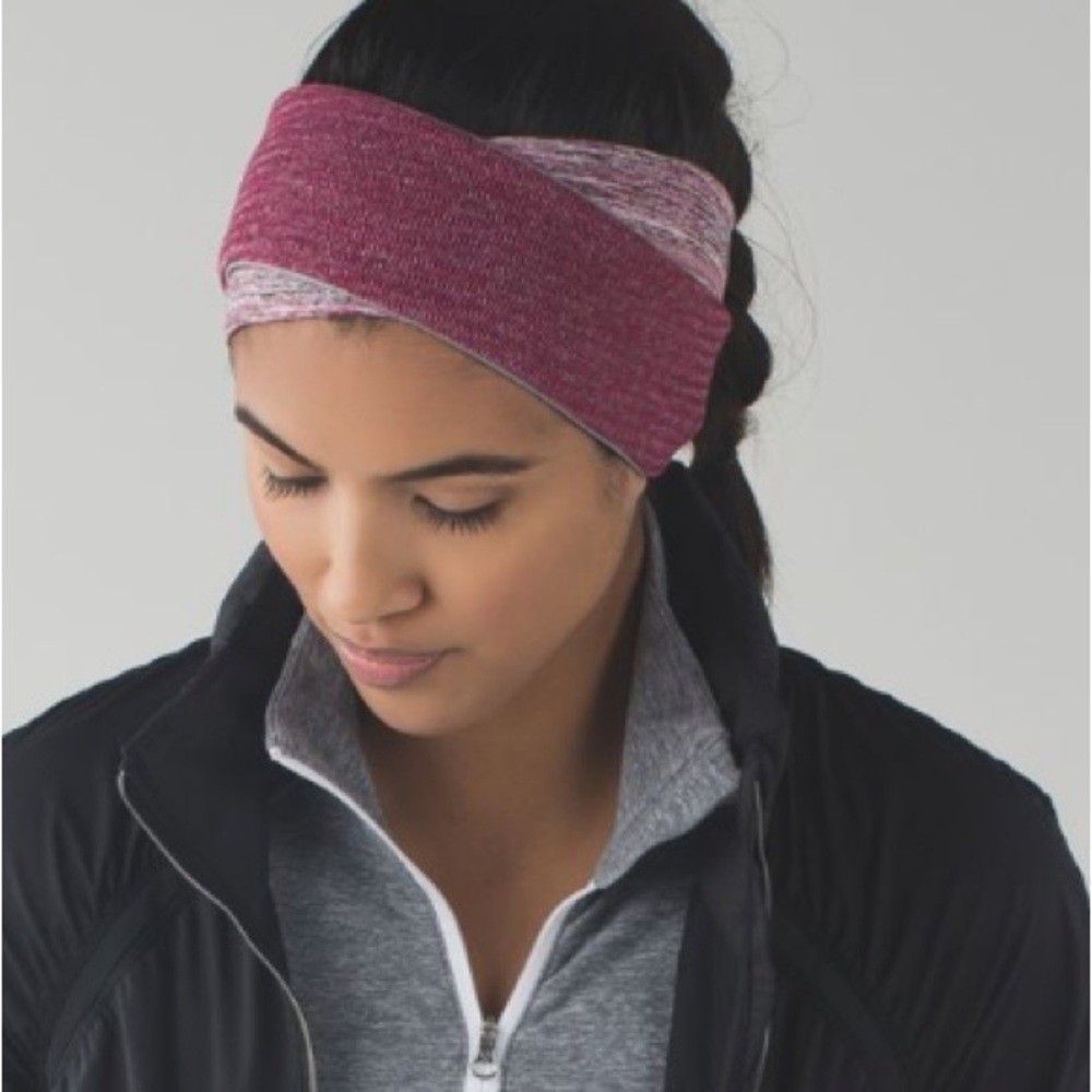 Lululemon Run and Done Ear Warmer Headband Ponytail Space Dye Berry W9M73S